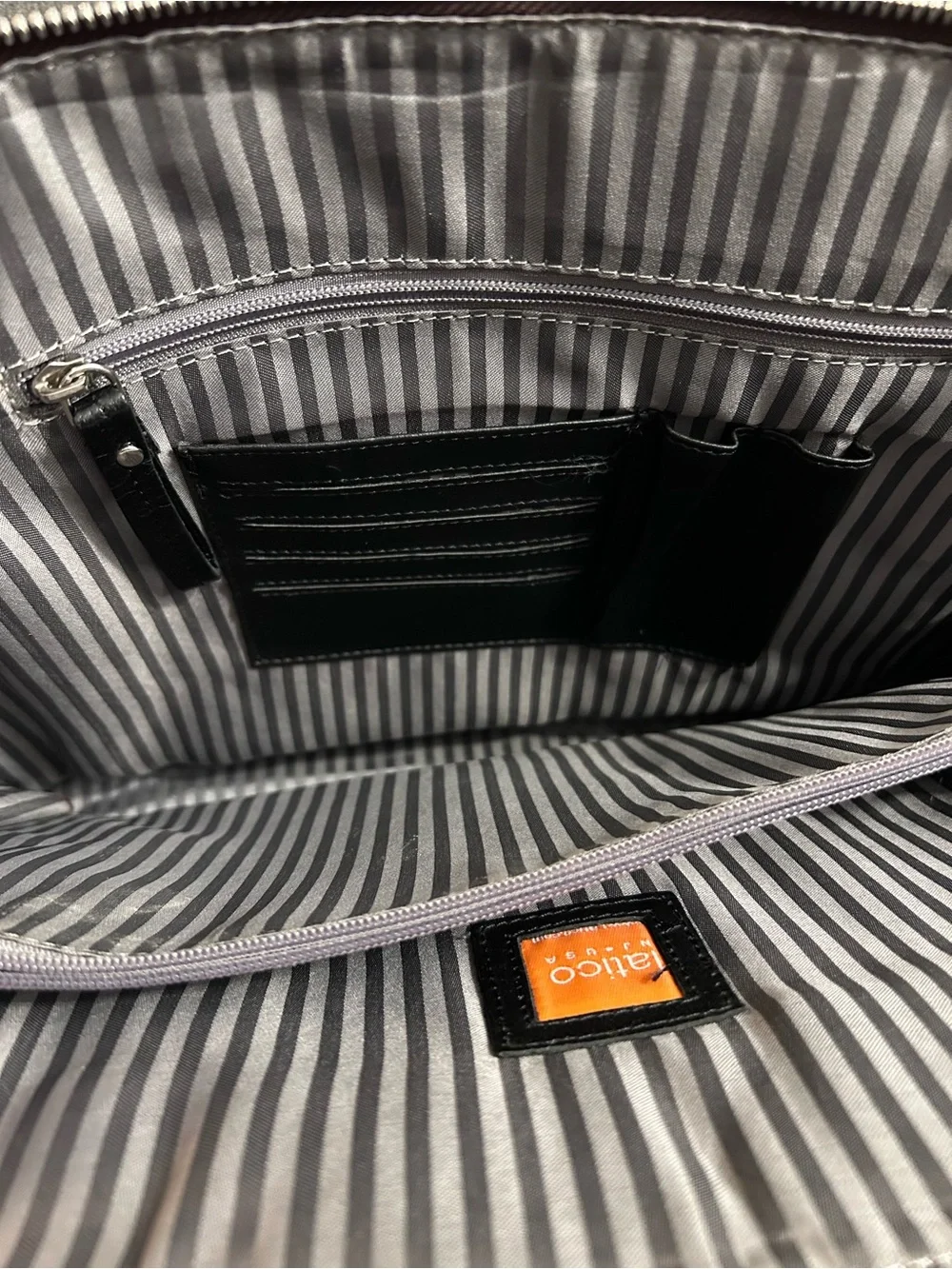 Latico Brown Leather Laptop Bag with silver zipper closure